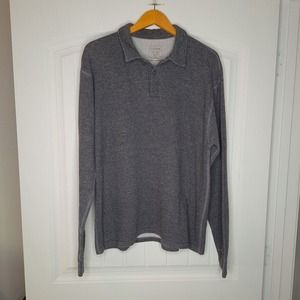 LL Bean Long Sleeve Wool Blend Polo Shirt Men's XL Gray